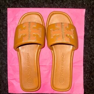 Tory Burch Double T Logo Leather Sandals